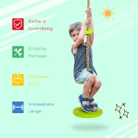 HOMCOM Schaukel Kletterseil für Kinder Kletterschaukel Baumklettern mit Plattform hängender Baum Scheibe für 3-12 Jahre 200 x 29 cm(m-5)
