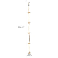 Outsunny 2 m Kinder Kletterseil Kletterschaukel Schaukel Kletterseil für Kinder Baumklettern aus Holz mit Trittflächen für 3-14 Jahre Outdoor(m-3)