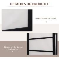 HOMCOM Biombo de 3 Painéis Separador de Ambientes Dobrável Divisória para Espaços de Madeira 120x170 cm Preto e Branco(m-4)