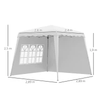 Outsunny Tenda Dobrável com 2 Paredes Laterais Altura Ajustável Proteção UV50+ e Bolsa de Transporte 240x240x250 cm Branco(m-3)