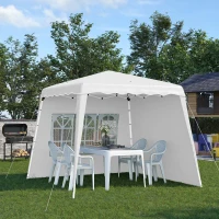 Outsunny Tenda Dobrável com 2 Paredes Laterais Altura Ajustável Proteção UV50+ e Bolsa de Transporte 240x240x250 cm Branco(m-2)