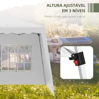 Outsunny Tenda Dobrável com 2 Paredes Laterais Altura Ajustável Proteção UV50+ e Bolsa de Transporte 240x240x250 cm Branco(m-6)