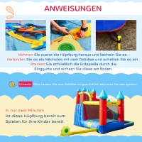 Outsunny Aufblasbare Hüpfburg Spielburg für Indoor & Outdoor Sprungbereich Bällebad mit Rutsche Wasserrutsche mit Transporttasche Flicken für Kinder ab 3 Jahre 290 x 270 x 230 cm(m-6)