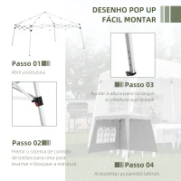 Outsunny Tenda Dobrável com 2 Paredes Laterais Altura Ajustável Proteção UV50+ e Bolsa de Transporte 240x240x250 cm Branco(m-5)