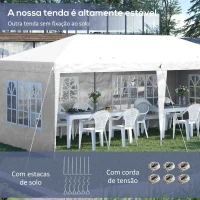 Outsunny Tenda Dobrável com 4 Paredes Laterais Amovíveis 4 Janelas e Bolsa de Transporte 585x295x270 cm Branco(m-5)