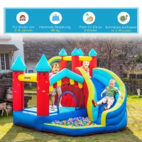 Outsunny Aufblasbare Hüpfburg Spielburg für Indoor & Outdoor Sprungbereich Bällebad mit Rutsche Wasserrutsche mit Transporttasche Flicken für Kinder ab 3 Jahre 290 x 270 x 230 cm(m-5)