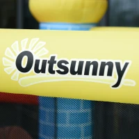 Outsunny nadmuchiwany zamek do skakania ze zjeżdżalnią i basenem dla 3 dzieci zamek zamek-skakalnia z dmuchawą zamek do zabawy domek do zabawy dla dzieci w wieku 3-8 lat tkanina Oxford, tkanina poliestrowa czerwony + niebieski + zielony 280 x 260 x 210 cm(m-9)