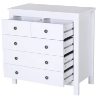 Cassettiera con 2 Cassetti Piccoli 3 Cassetti Grandi Piedi Rialzati Antiribaltamento Verniciata ad Acqua per Camera da Letto, Soggiorno, lo Studio MDF Bianco 79Lx39.5Px80.5Acm(m-1)