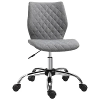 Vinsetto Silla de Oficina Silla de Escritorio Ergonómica Altura Ajustable con 5 Ruedas Nylon Giratorias de 360° Asiento Acolchado Diseño Elegante de Rombos 45,5x65x84-95,5 cm Gris(m-1)