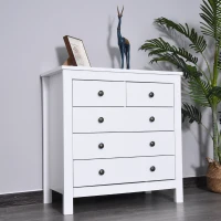 Cassettiera con 2 Cassetti Piccoli 3 Cassetti Grandi Piedi Rialzati Antiribaltamento Verniciata ad Acqua per Camera da Letto, Soggiorno, lo Studio MDF Bianco 79Lx39.5Px80.5Acm(m-2)