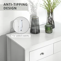 Cassettiera con 2 Cassetti Piccoli 3 Cassetti Grandi Piedi Rialzati Antiribaltamento Verniciata ad Acqua per Camera da Letto, Soggiorno, lo Studio MDF Bianco 79Lx39.5Px80.5Acm(m-6)