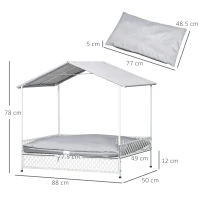 PawHut Dog Bed with Water-Resistant Sun Canopy, Elevated Dog Bed with Soft Cushion, for Indoors, Outdoors, Small, Medium Dogs(m-3)