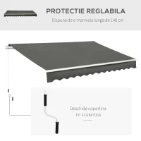 Outsunny Copertina Soare de Exterior cu Brate 3.5x2.5m Reglare cu Manivela(m-6)