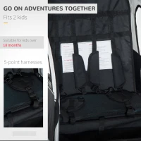 HOMCOM Bike Trailer 2-Seater for Bicycle Baby Child Carrier in Steel Frame (Black and White)(m-4)