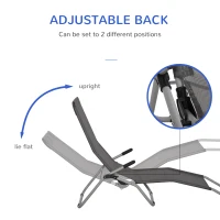 Outsunny Set of 2 Outdoor Patio Chaise Recliner Portable Lounge Chair Adjustable Backrest(m-5)