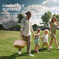 Outsunny Tappeto Moderno per Esterni Nero e Grigio in PP con Design Reversibile e Pieghevole, 182x274 cm(m-4)