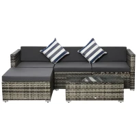 Outsunny 5 Pieces Rattan Sofa Set Wicker Sectional Furniture Cushion Grey Garden(m-1)
