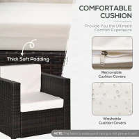 Outsunny Outdoor Rattan Garden Furniture Single Sofa Chair with Waterproof fabric Washable Cushions Mixed Brown(m-5)