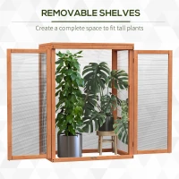 Outsunny 3-tier Wood Greenhouse Garden Polycarbonate Cold Frame Balcony Grow House w/ Storage Shelf for Plants, Flowers, Orange(m-7)