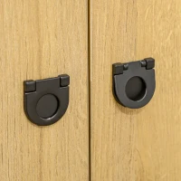 HOMCOM Dulap de depozitare modern cu uşa dubla şi 5 compartimente de depozitare deschise pentru sufragerie, sufragerie, dormitor, negru(m-8)