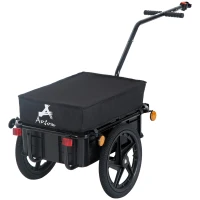 HOMCOM Cargo Trailer Bike Stroller Garden Trolley W/Carrier Utility Luggage & Wheels Black(m-1)