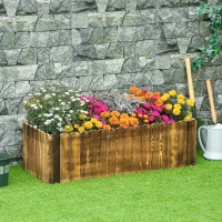 Outsunny 109L Raised Garden Bed, Wooden Rectangle Planter Box, Outdoor Herb Vegetable Flower Pot (100L x 40W x 30H cm)(m-2)