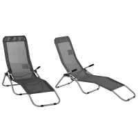 Outsunny Set of 2 Outdoor Patio Chaise Recliner Portable Lounge Chair Adjustable Backrest(m-1)