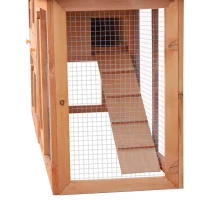 PawHut Rabbit 2 Tier Fir Wood Small Animal Hutch w/ Ramp Brown(m-11)