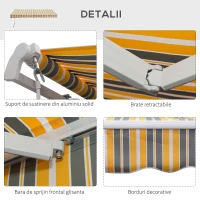 Outsunny copertina rulanta, derulare manuala, 3,5m, gri/galben(m-7)