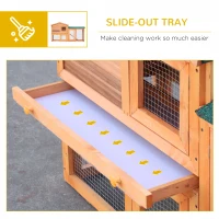 PawHut Rabbit 2 Tier Fir Wood Small Animal Hutch w/ Ramp Brown(m-8)