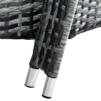 Outsunny 2 Seater Rattan Sun Lounger Set with Side Table-Grey(m-8)