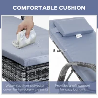 Outsunny 2 Seater Rattan Sun Lounger Set with Side Table-Grey(m-7)