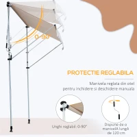 Outsunny Copertina cu manivela, cadru telescopic si unghi reglabil, crem(m-6)