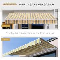 Outsunny copertina rulanta, derulare manuala, 3,5m, gri/galben(m-5)