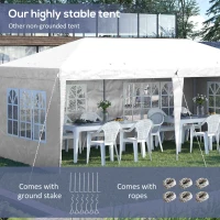 Foisor de gradina Outsunny cu ferestre, inaltime reglabila cu pereti detasabili, 585x295x270cm alb(m-5)