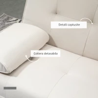 Homcom Canapea Extensibila 3 Locuri – Stil Scandinav cu 2 Cotiere(m-6)