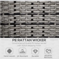 Outsunny Single Seater Rattan Chair Sofa with 10 cm Thick Padded Cushion, All-Weather PE Wicker Weave Garden Armchair with Armrests, Grey(m-4)