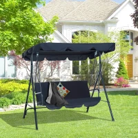 Outsunny Hammock Swing Chair, 3-Seater, Adjustable-Black(m-13)