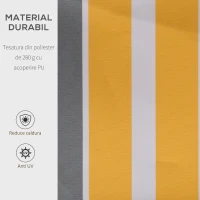 Outsunny copertina rulanta, derulare manuala, 3,5m, gri/galben(m-4)