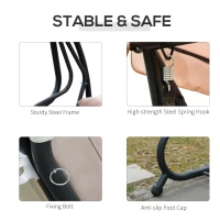 Outsunny Water Resistant Fabric 3-Seater Swing Chair w/ Cup Holder Beige(m-6)