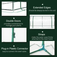 Sera Tunel Outsunny din Otel si cu Capac din PVC, 200x100x80 cm, Transparent si Verde(m-4)