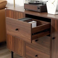 HOMCOM Aparador para Sala de Estar Aparador Buffet Moderno com 2 Portas e 3 Gavetas para Sala de Jantar 127x40x76cm Castanho Avermelhado e Preto(m-8)