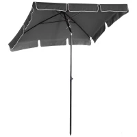 Outsunny Umbrelă de Grădină Înclinabilă cu Margini Ondulate și 4 Brațe din Aluminiu, 198x130x245 cm, Gri Închis(m-1)