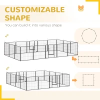 PawHut 16 Panels Heavy Duty Puppy Playpen, for Small and Medium Dogs, Indoor and Outdoor Use - Grey(m-5)