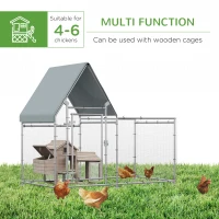 PawHut Walk In Chicken Run, Large Poultry Coop Cage Hen House Rabbit Hutch for 4-6 Chickens Outdoor Galvanized Metal Enclosure w/ Water-Resist Cover(m-5)