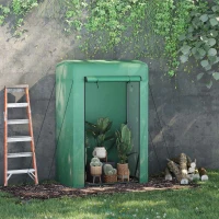 Outsunny Outdoor PE Greenhouse Steel Frame Plant Cover with Zipper 100L x 50W x 150HCM - Green(m-10)