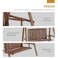 Outsunny 2 Seater Wooden Garden Swing Chair Seat Hammock Bench Loveseat Furniture Lounger Bed with Canopy - Green(m-6)