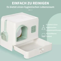 PawHut kuweta dla kota, toaleta dla kota z łopatką, szufladą, dezodorantem dla kotów(m-4)