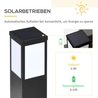 Outsunny Solar-Gartenlampe, Wegleuchte, Gartenleuchte  6-10 Std. Leuchtdauer, wetterbeständig, IP 44, 16 LED´s, Schwarz(m-4)