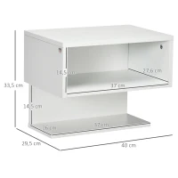 HOMCOM Lot de 2 tables de chevet murales - étagère, niche, plateau - blanc(m-3)